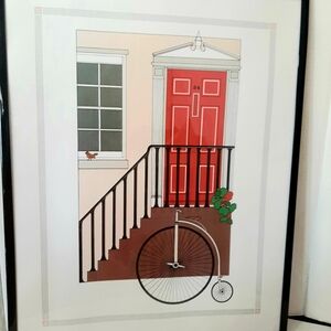 Vintage Bicycle and Red Door Art Print